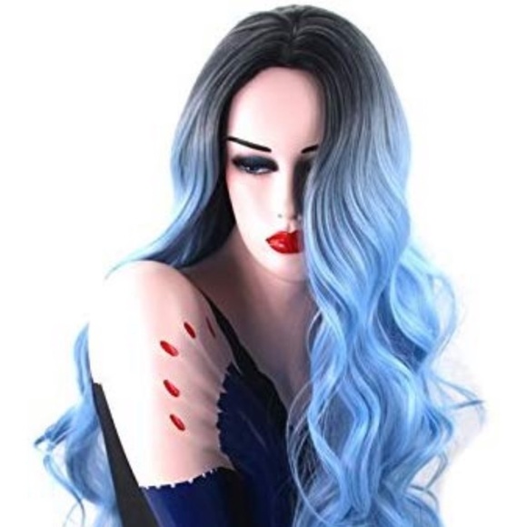 ✨ROYALLE 24” BLUE Cosplay Synthetic CURL Wig *NWT* - Picture 2 of 7